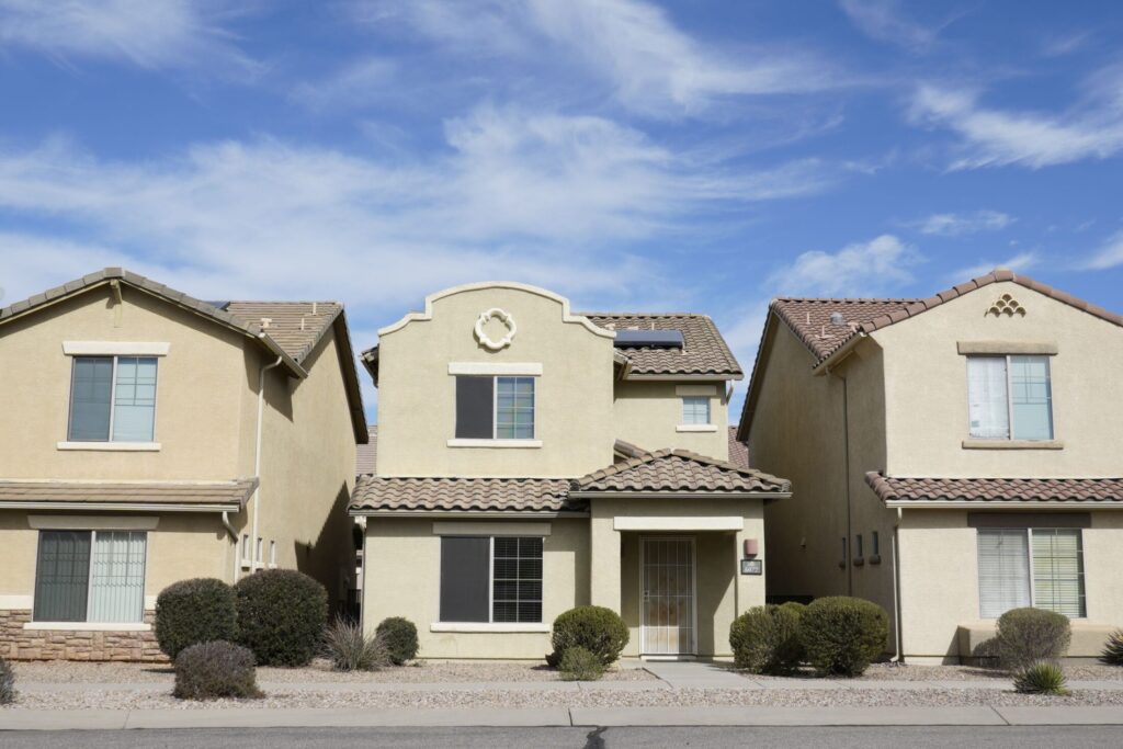 facades of suburban houses