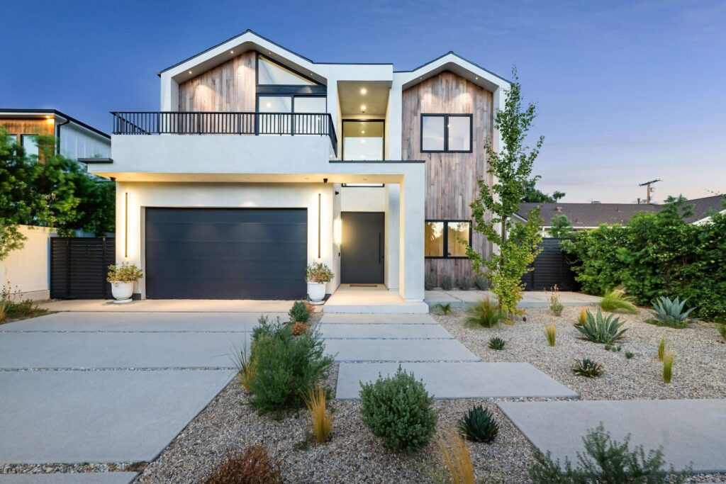 Modern house at dusk